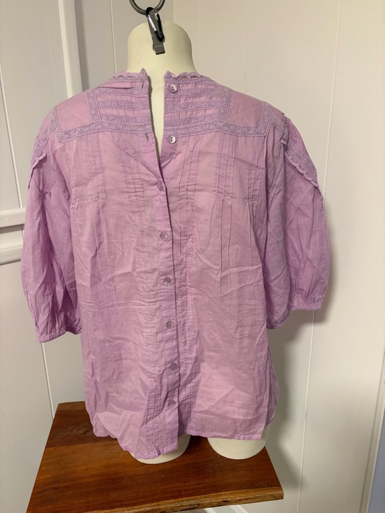 Anthropologie Lavender Lace-Trim Peasant Blouse - Picture 3 of 6